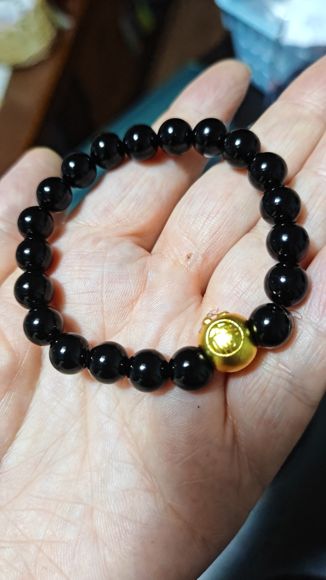 黑玛瑙手链，沙金镀金款