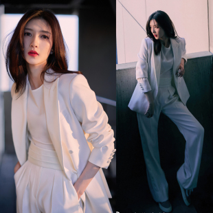 明星同款西装套装女夏季薄款高端炸街御姐西服阔腿裤ol高级感