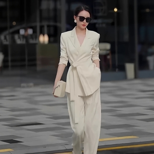 白色轻职场套装高级感西装通勤职业气质正装西服裤装两件套秋新款