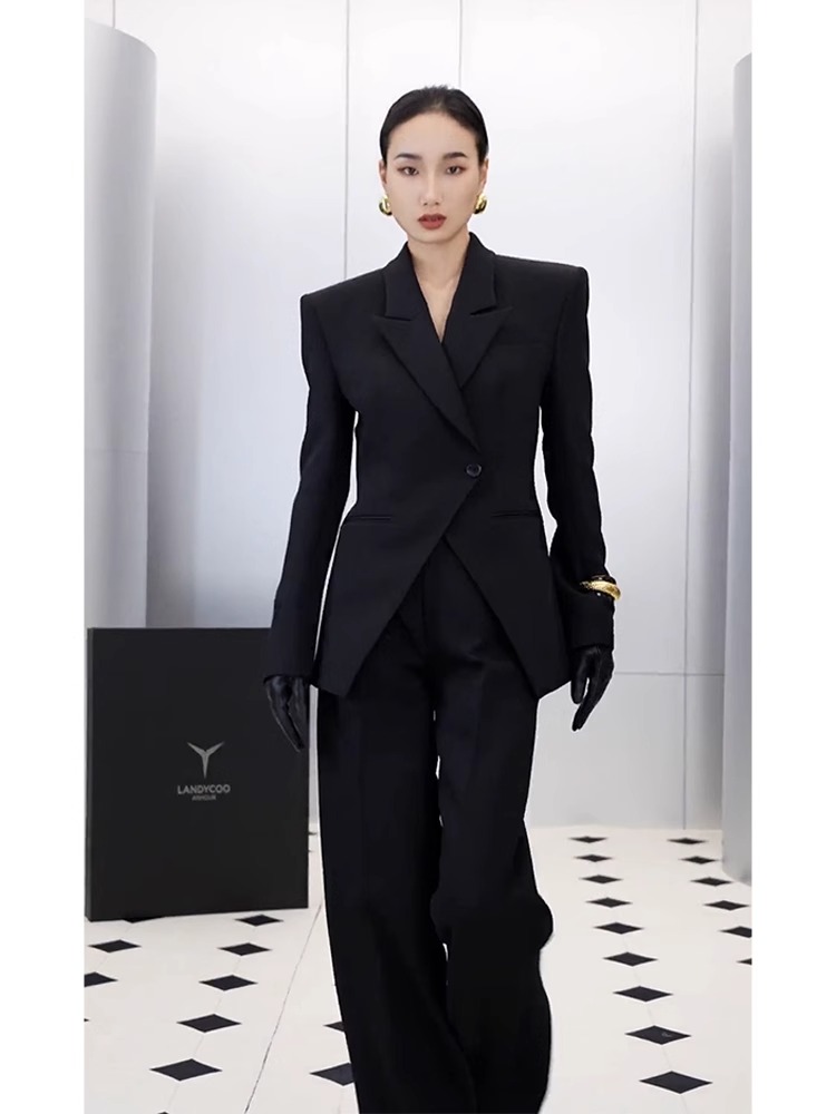 黑色西服套装高级感ol通勤女装职业西装高端定制设计感2025新款潮