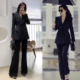 女高级感职业显瘦小西装 阔腿裤 两件套正装 黑色ol气质套装 2025新款