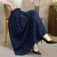 This new spring and summer women's printed cotton and linen skirt is loose, slimming, and concealing flesh. It has a tight waist and a stylish floral print skirt with a large swing thumbnail 5