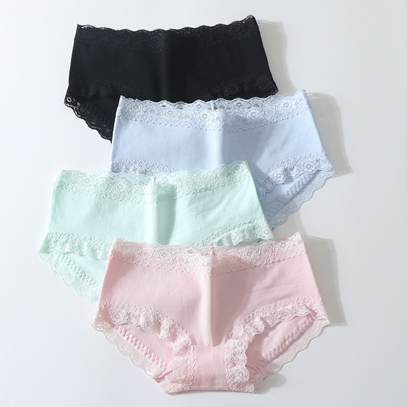 内裤女低腰纯棉简约纯色透气裆蕾丝无痕包臀大码日系女士三角短裤,女士内衣/男士内衣/家居服,女三角裤,淘宝优惠券,粉丝福利购,淘宝优惠卷