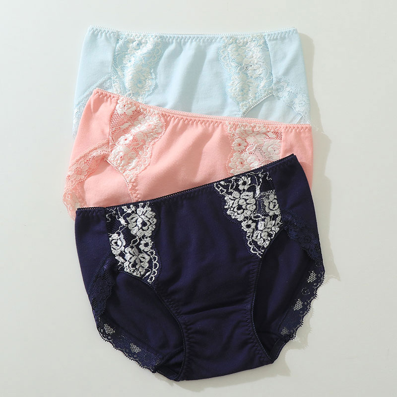 日系低腰复古刺绣蕾丝内裤少女士