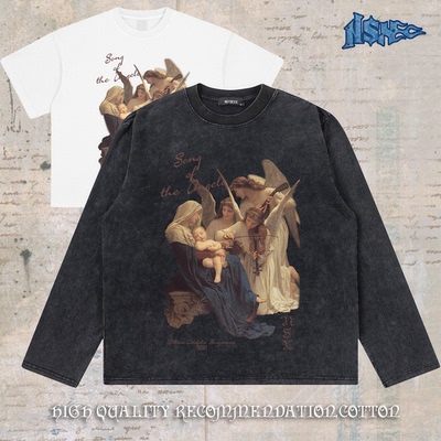 notsexx 致敬天后 进口数码直喷重磅纯棉短宽boxy短袖长袖t恤男式