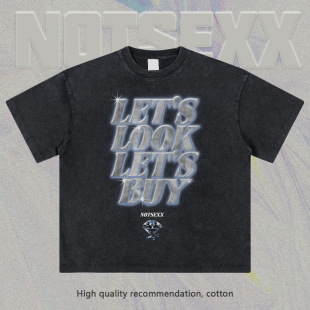 NOTSEXX3D钻石原创重磅直喷水洗做旧美式 t恤男重磅女宽松上衣 短袖