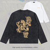 notsexx「出师表」数码 直喷纯棉国风国潮短宽boxy长袖 t恤男打底