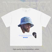 NOTSEXX t恤男重磅女 短袖 牛仔帽库里 原创国潮直喷水洗做旧美式