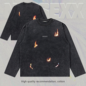 短宽boxy长袖 notsexx「火苗」进口数码 直喷260g纯棉美式 t恤男打底