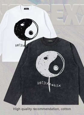 notsexx「太极花」进口直喷260g纯棉美式短宽boxy长袖t恤打底