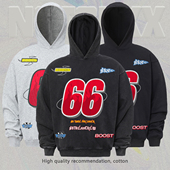 NOTSEXX「数字66」420g重磅毛圈棉运动风美式 短宽boxy连帽卫衣男