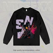 NOTSEXX t恤男重磅女宽松 长袖 抽象火焰老鼠 原创国潮直喷印花美式