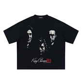 t恤男 直喷重磅短宽boxy短袖 摇滚乐队 国王克里姆森数码
