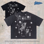 t恤男 直喷重磅短宽boxy短袖 摇滚乐队 电影角色进口数码