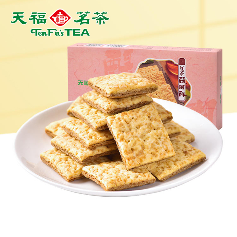 天福茗茶 红茶醍醐酥 茶香酥性饼干 休闲食品零食点心方块酥156g
