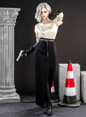 EZcosplay生化危机9安魂曲cosplay服装格蕾丝cos礼服黑色电影套装