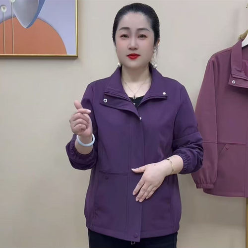 长袖拉链翻领宽松休闲春秋外套女
