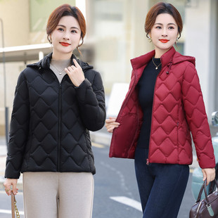 短款羽绒棉衣女士外套秋冬新款妈妈连帽棉服小个子冬装轻薄小棉袄