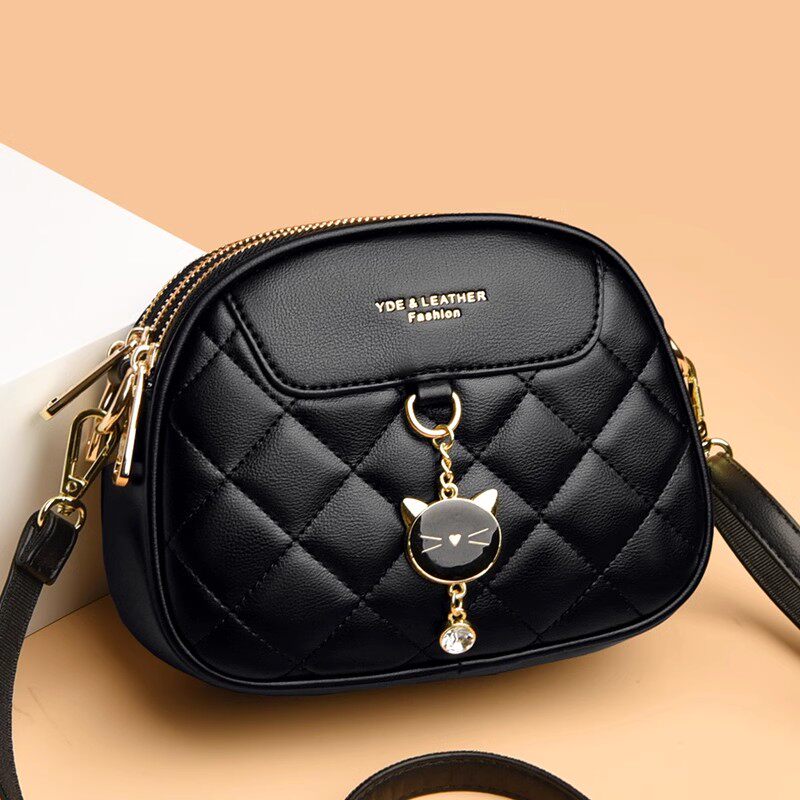 香港新款韩版潮流百搭休闲单肩包高级感软皮斜挎小圆包时尚正品包