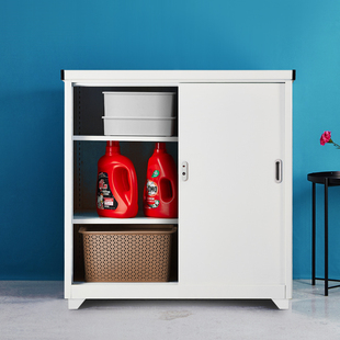 阳台柜推拉门储物柜收纳柜杂物柜户外带锁柜子矮柜防晒防雨无甲醛