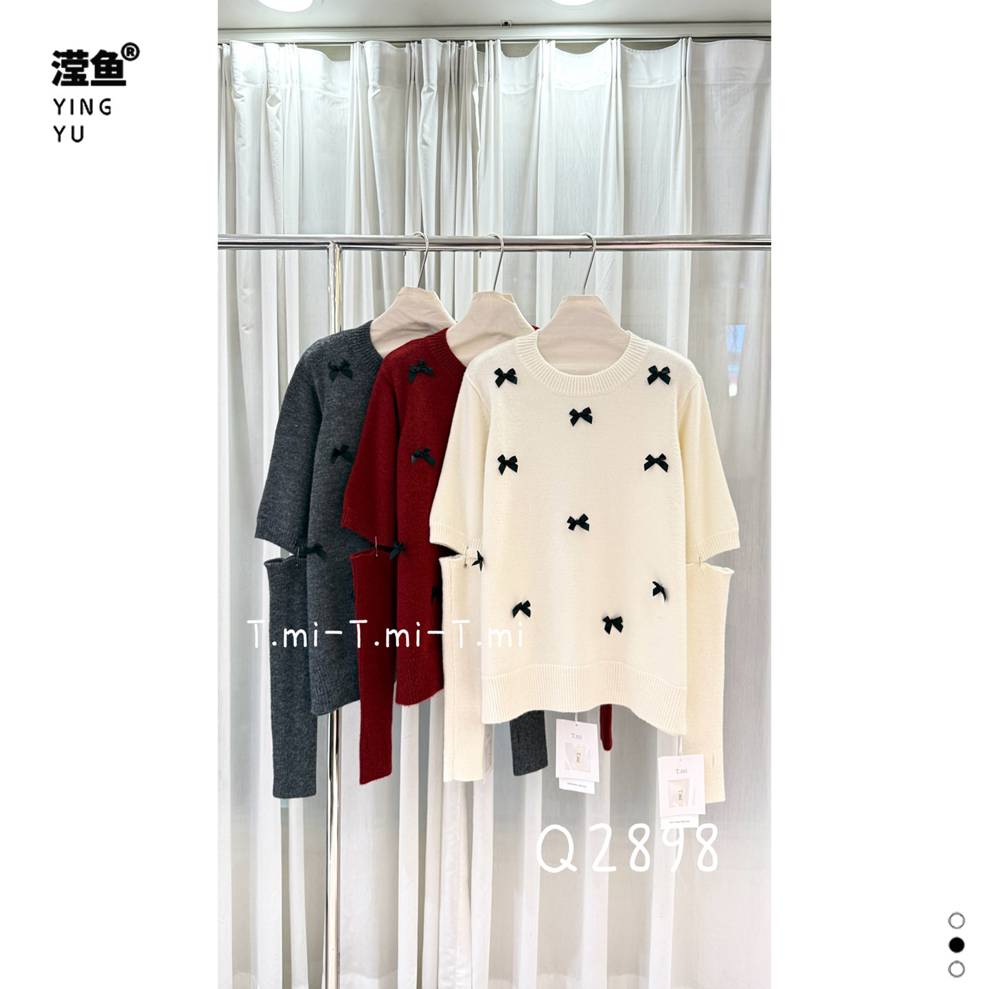 TMIQ2898大码蝴蝶结针织衫女