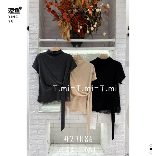 Tmi271186大码半高领短袖T恤女