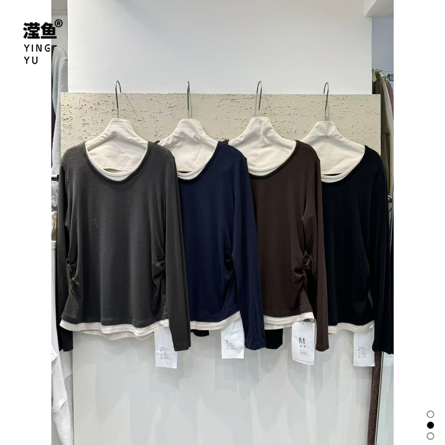 麦希5532大码女百搭假两件T恤