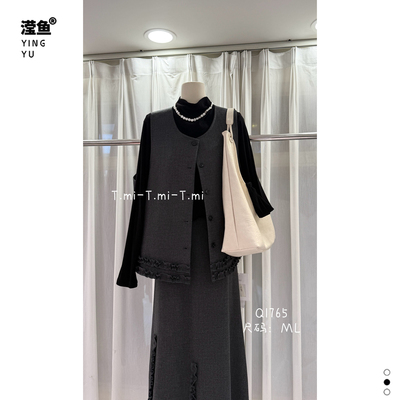 TMIQ1765大码女装秋马甲套装裙