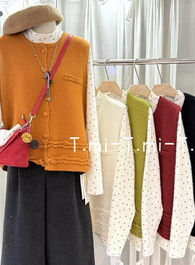 复古圆领针织马甲女大码宽松显瘦百搭叠穿背心糖果色TMI Q2787