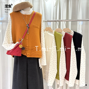 复古圆领针织马甲女大码 Q2787 宽松显瘦百搭叠穿背心糖果色TMI