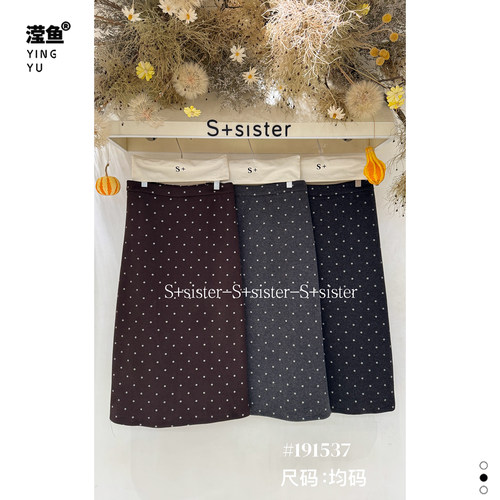 S+191537大码复古圆点半身裙女