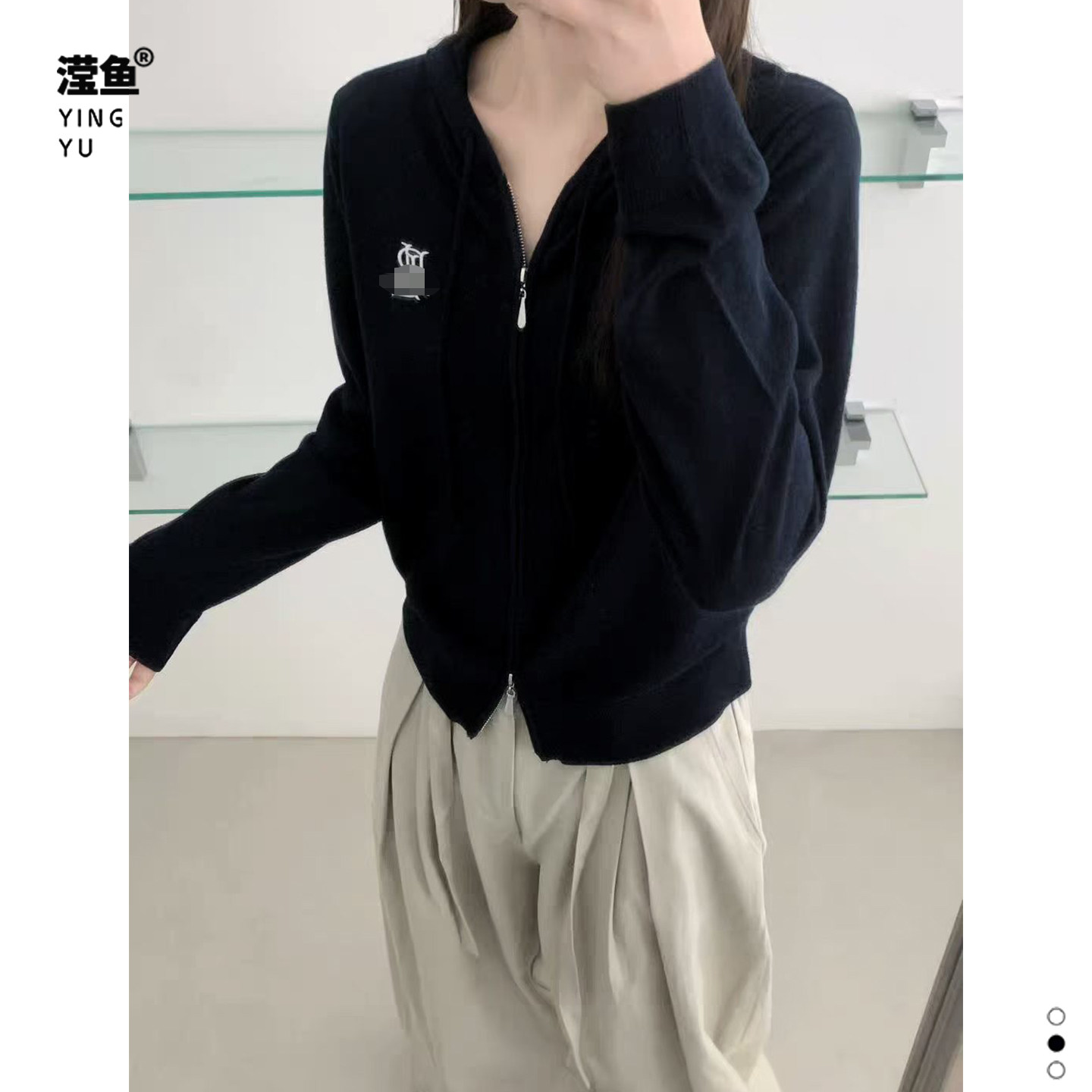 麦希91581大码连帽针织开衫女图片