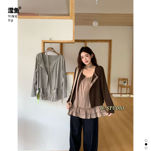 NF6179大码女秋季吊带开衫套装