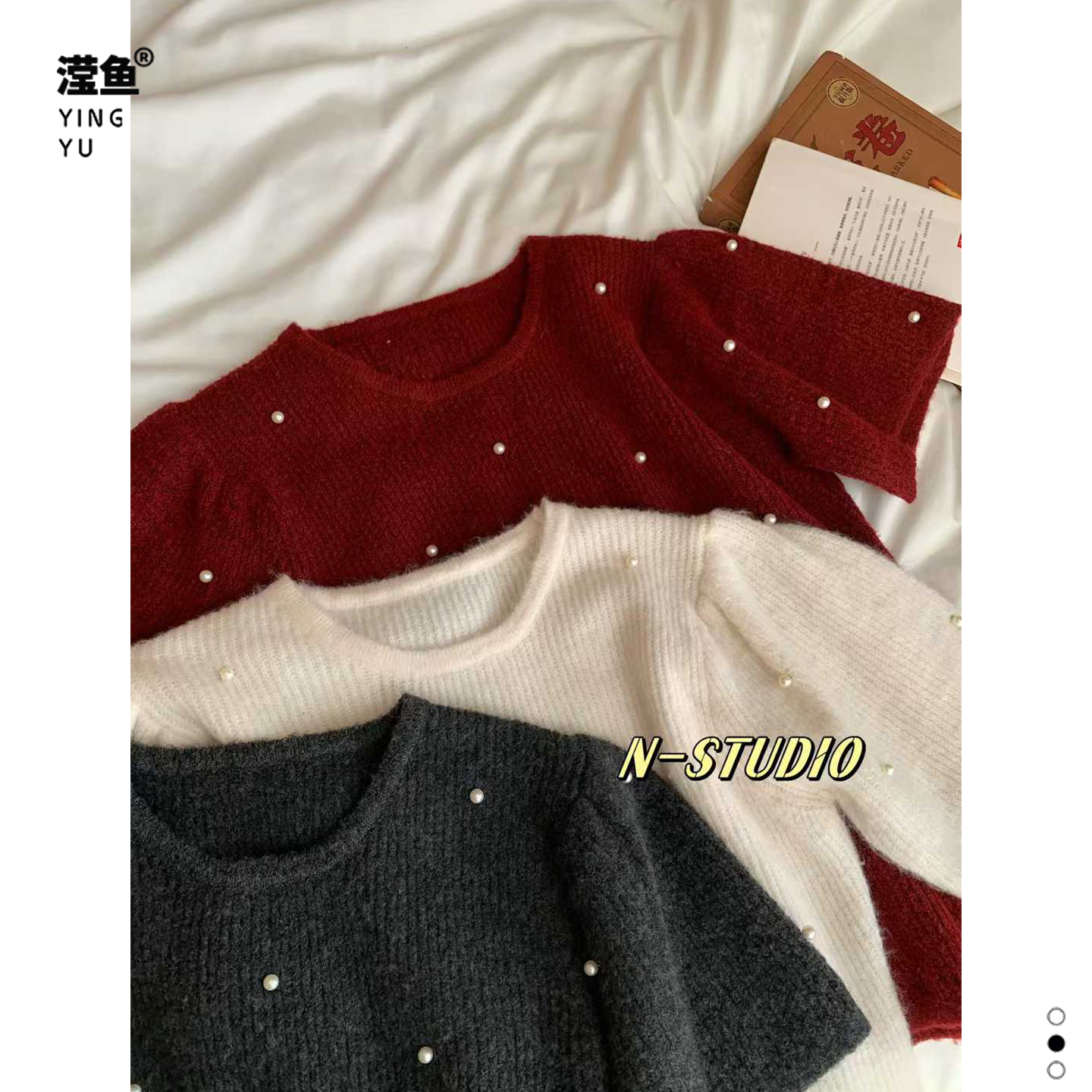 NM607大码秋冬珍珠针织衫女