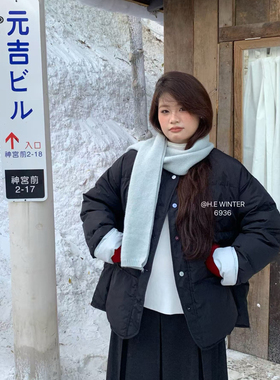 HE 6936大码羽绒棉服女秋冬季高级慵懒风宽松时尚新款加厚棉袄