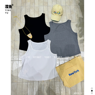 R1987 61623大码无袖背心女夏季百搭修身显瘦上衣通勤休闲打底衫