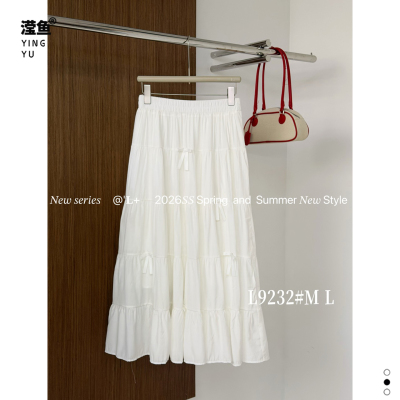 L+L9232大码白色高腰A字裙女