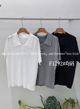 FAFA F1292大码POLO领短袖针织衫女夏季通勤简约内搭翻领上衣纯色