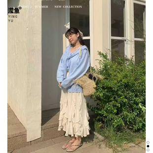 针织衫 1003大码 韩系披肩长袖 纯色宽松百搭气质上衣 两件套女春季