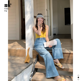 18709大码 百搭牛仔裤 2026春季 女高腰显瘦直筒长裤 牛仔阔腿裤