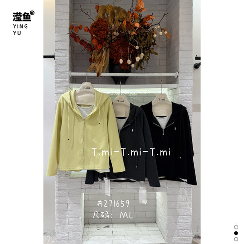 Tmi271659大码连帽拉链卫衣外套