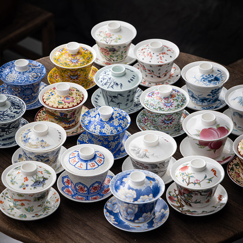 陶瓷功夫盖碗悬停可旋转