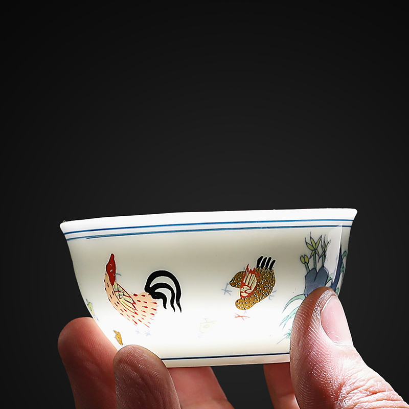 鸡缸茶杯斗彩陶瓷手工仿大明成化品茗主人杯茶壶盖碗复古功夫茶具