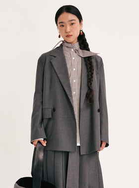 VERSELET短诗2025秋冬设计师新款Orane精纺羊毛廓形西装休闲外套