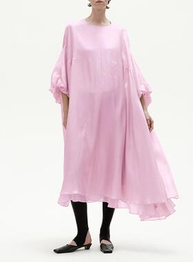 VERSELET短诗桑蚕丝双层长罩衫连衣裙宽松VEGA ZAISHI WANG设计师