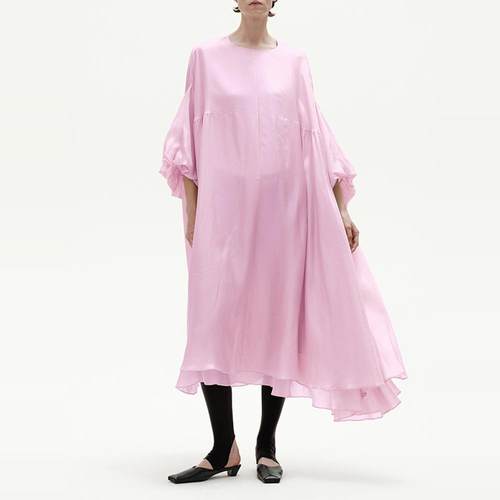 VERSELET沙色桑蚕丝双层长罩衫裙