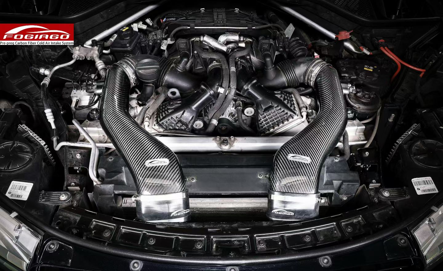 适配宝马F85 X5M F86 X6M 4.4T干碳纤维冷进气套件Fogiago