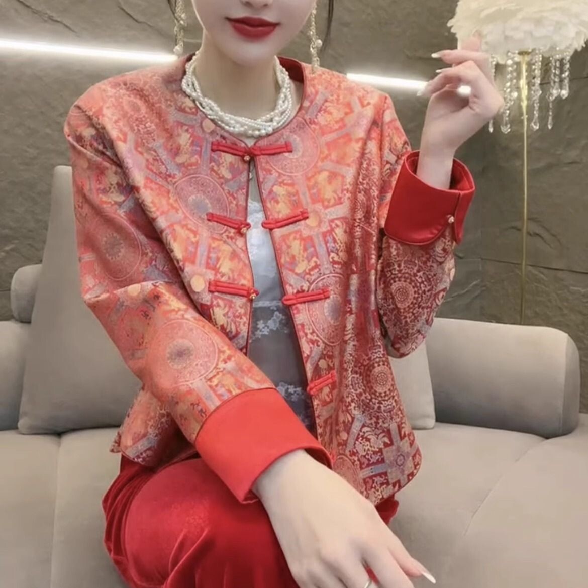 新中式国风短外套女春季新款时尚宽松显瘦印花盘扣百搭上衣潮,女装/女士精品,上衣,淘宝优惠券,粉丝福利购,淘宝优惠卷