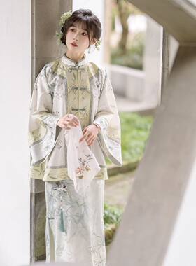 中式褂子旗袍两件套女