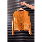 橘红色宋锦外套女 设计感高端盘扣唐装 春新款 新中式